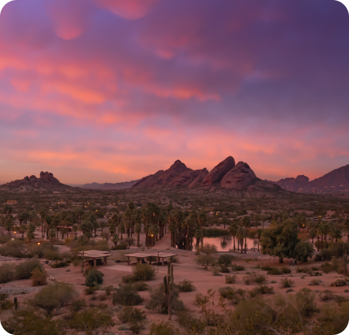 The mountains and wilderness at sunset in Phoenix