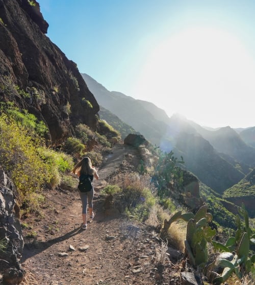 A woman walking in South Mountain Park Preserve in Arizona