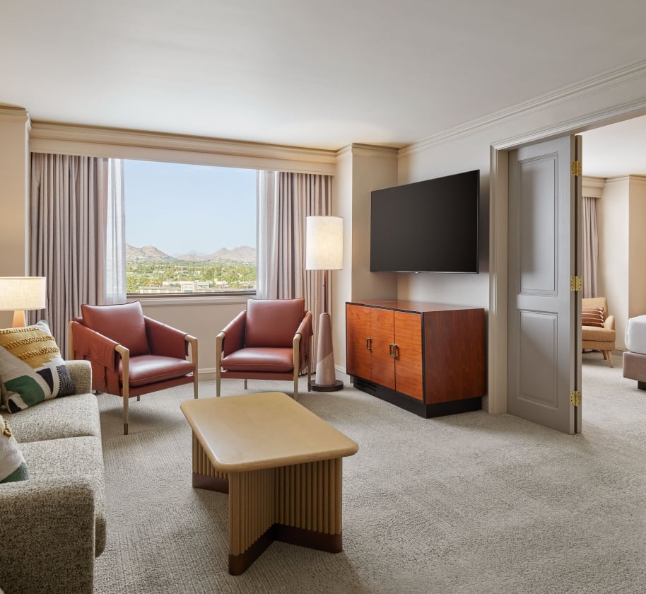 The Uptown Suite living space at the Camby